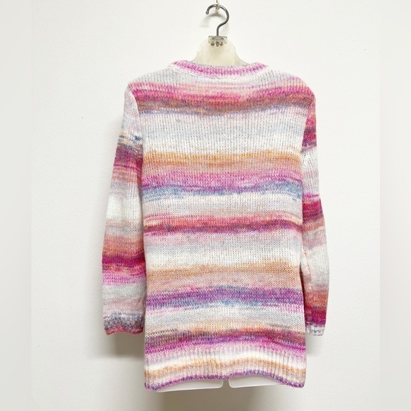 GAP Womens Pink Multi Spacedye Striped Forever Cozy Tunic Long Sleeve Sweater - Picture 3 of 5